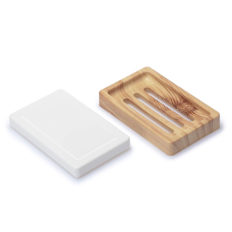 UVIVIU Plastic Soap Dish,Containers, Keeps Soap Dry,Easy Cleaning,Drain,Wood Pattern - Image 4